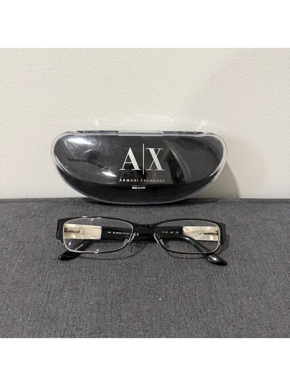 Armani Exchange AX 221 65Z Eyeglasses Frames Black Silver 52-16-135 w/ Case
